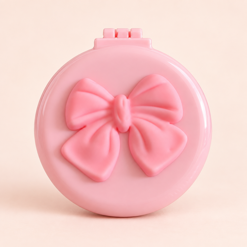 Pink Bow Mini Hairbrush With Mirrow